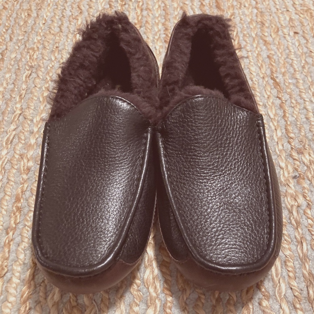 UGG Ascott leather Men's slippers NWT brown/black size 8